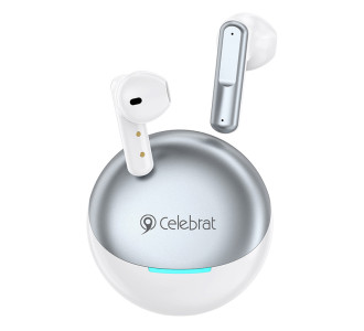 CELEBRAT earphones με θήκη φόρτισης W61, True Wireless, 13mm, 25/200mAh, λευκά
