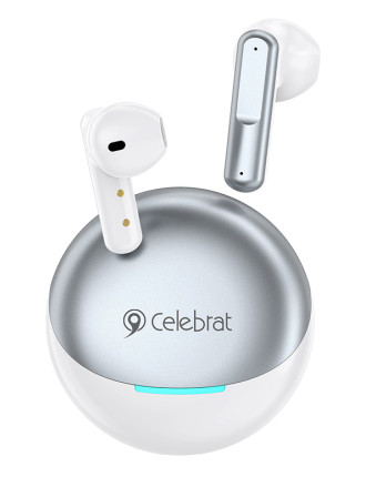 CELEBRAT earphones με θήκη φόρτισης W61, True Wireless, 13mm, 25/200mAh, λευκά