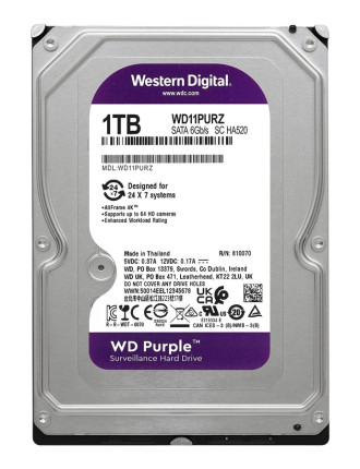 WD σκληρός δίσκος 3.5" Purple Surveillance 1TB, 256MB, 5400RPM, SATA III