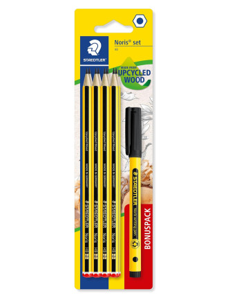 STAEDTLER σετ ξύλινα μολύβια με στυλό Noris 120-SBK8P2, εξάγωνα, ΗB, 9τμχ STAEDTLER σετ ξύλινα μολύβια με στυλό Noris 120-SBK8P2, εξάγωνα, ΗB, 9τμχ
