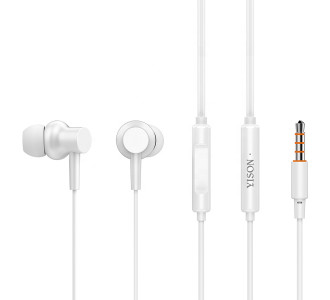YISON earphones με μικρόφωνο X2, 3.5mm σύνδεση, Φ10mm, 1.36m, λευκά YISON earphones με μικρόφωνο X2, 3.5mm σύνδεση, Φ10mm, 1.36m, λευκά