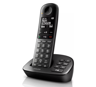 PHILIPS ασύρματο τηλέφωνο XL4951DS/34 ελληνικό μενού, τηλεφωνητής, μαύρο