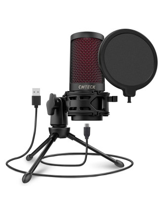 CMTECK επιτραπέζιο μικρόφωνο XM550 με pop φίλτρο, καρδιοειδές, USB, μαύρο