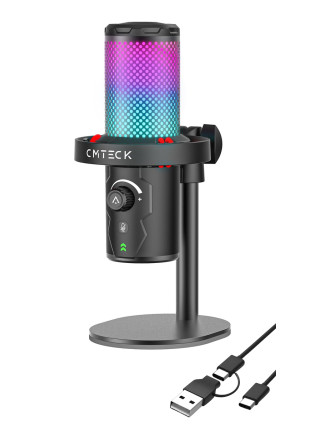 CMTECK επιτραπέζιο μικρόφωνο XM560, καρδιοειδές, USB/USB-C, RGB LED, μαύρο CMTECK επιτραπέζιο μικρόφωνο XM560, καρδιοειδές, USB/USB-C, RGB LED, μαύρο