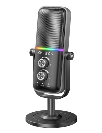 CMTECK επιτραπέζιο μικρόφωνο XM600, omnidirectional/καρδιοειδές, USB, RGB LED, μαύρο