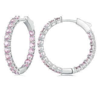 BAMOER σκουλαρίκια κρίκος YIE138-PK με κυβική ζιρκόνια, ασήμι 925, ασημί BAMOER σκουλαρίκια κρίκος YIE138-PK με κυβική ζιρκόνια, ασήμι 925, ασημί