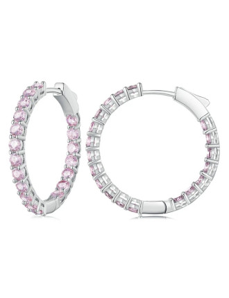 BAMOER σκουλαρίκια κρίκος YIE138-PK με κυβική ζιρκόνια, ασήμι 925, ασημί BAMOER σκουλαρίκια κρίκος YIE138-PK με κυβική ζιρκόνια, ασήμι 925, ασημί