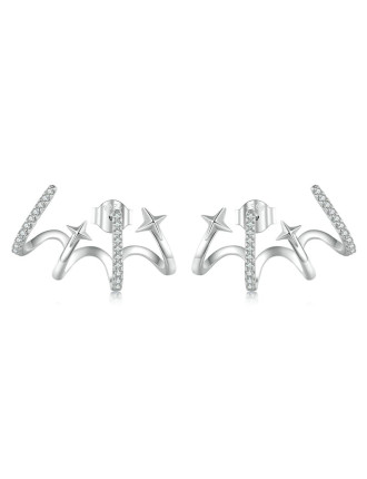 BAMOER σκουλαρίκια καρφωτά YIE223 με κυβική ζιρκόνια, ασήμι 925, ασημί