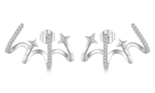 BAMOER σκουλαρίκια καρφωτά YIE223 με κυβική ζιρκόνια, ασήμι 925, ασημί