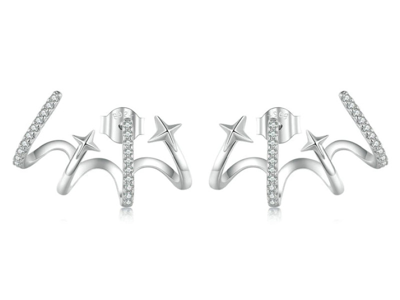 BAMOER σκουλαρίκια καρφωτά YIE223 με κυβική ζιρκόνια, ασήμι 925, ασημί