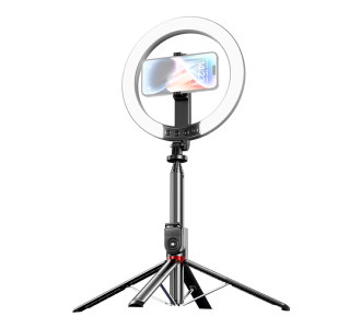 USAMS φωτιστικό δαχτυλίδι LED ZB323 με τρίποδο & βάση smartphone, μαύρο