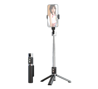 USAMS selfie stick ZB324 με τρίποδο, έως 110cm, Bluetooth, μαύρο